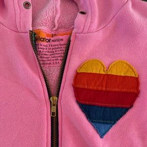 Aviator Nation pink zip up heart hoodie 💕⚡️🌈